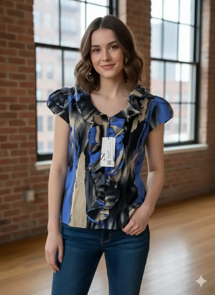 Ruffled Printed Blouse
