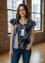 Ruffled Printed Blouse