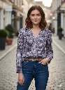 Vineyard Plaid Ruffle-Neck Shirt