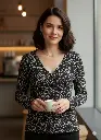 The Black Baroque Deep V-Neck Top