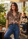Brown Abstract Print Shirt