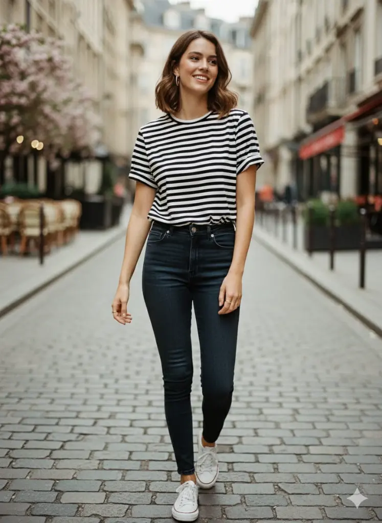 The Everyday Stripe Tee (Black)