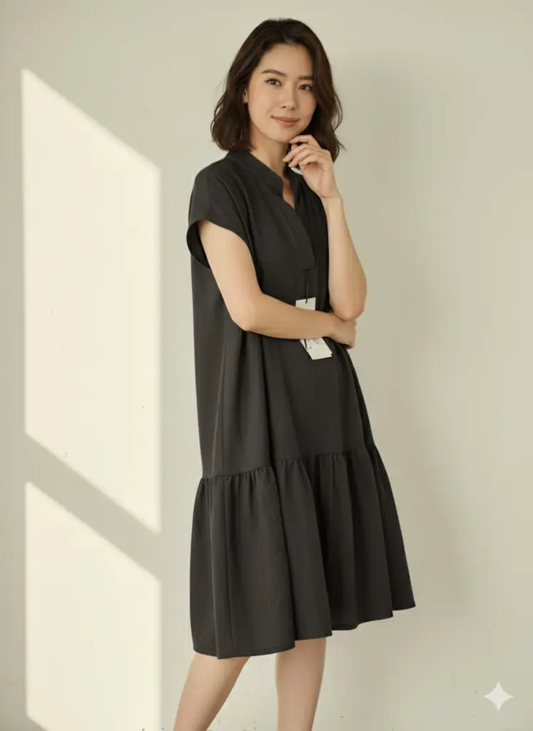Black Ruffle Hem Frock
