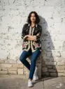 Satin Effect Scarf Print Shirt