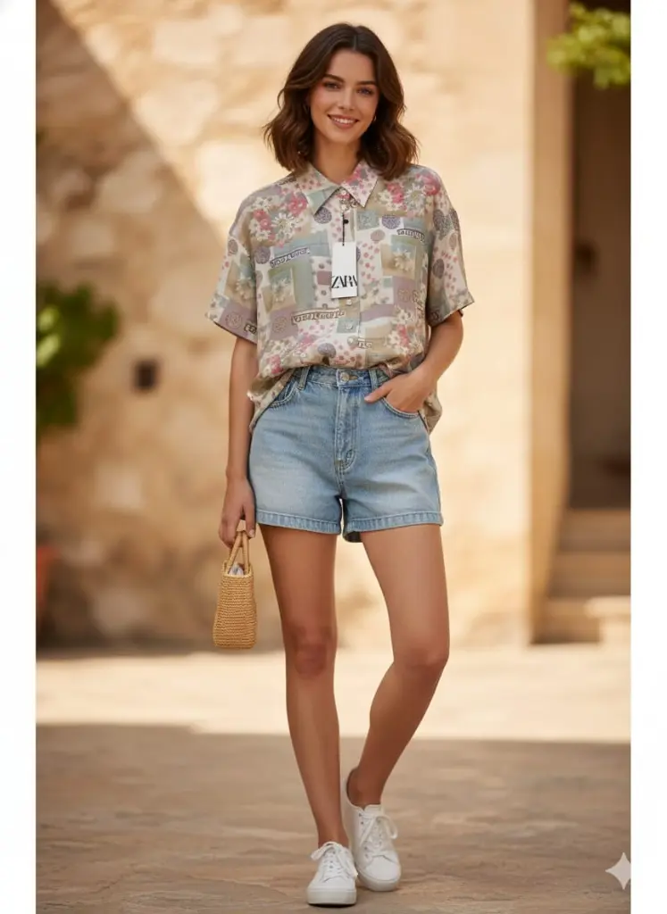 Vintage-Inspired Patchwork Shirt