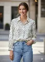 Coral Ditsy Print Shirt