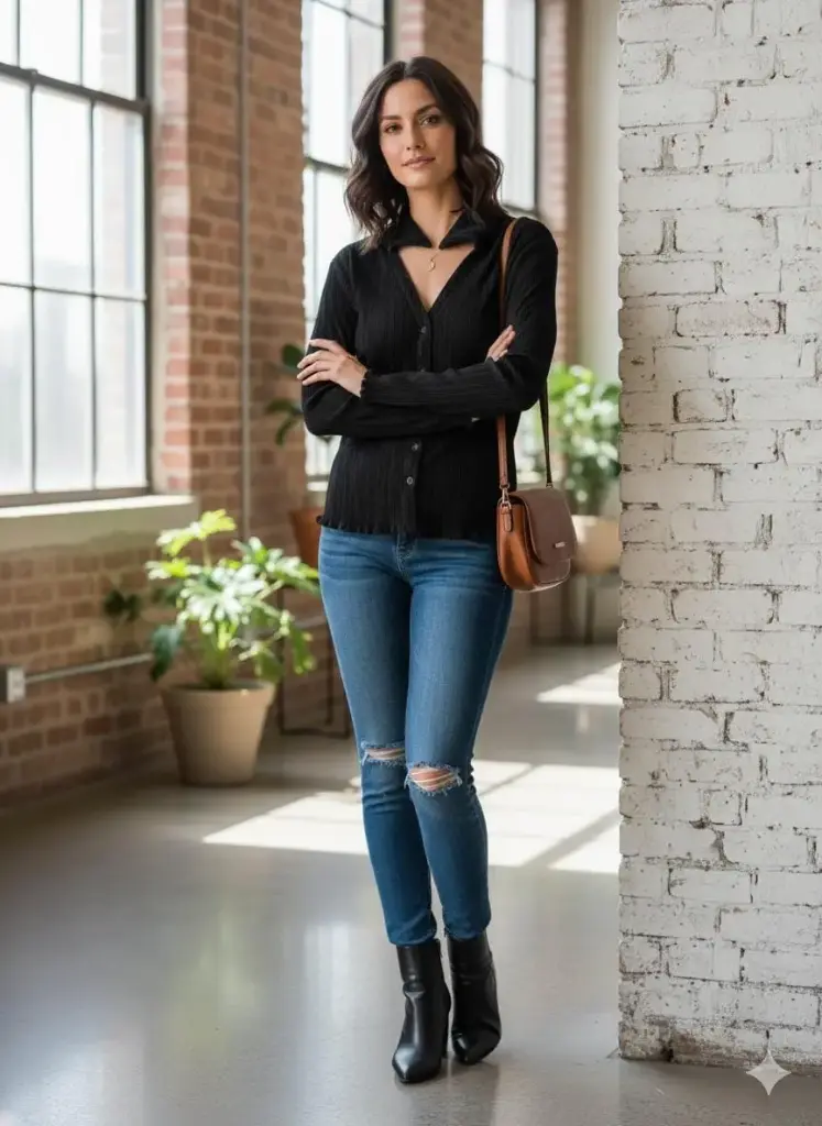 V neck collor button shirt